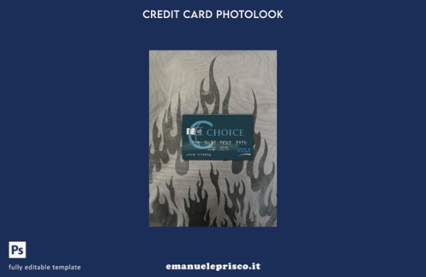 modello frontale photolook con carta visto bancario Belize Choice in stile verif